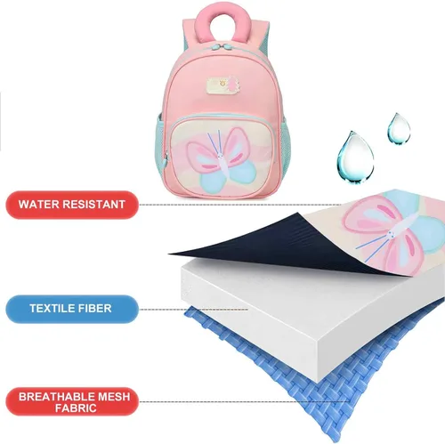 Vista 4 de CAMTOP Linda mochila para niños pequeños, bolsa escolar de animales de dibujos animados en 3D para niñas, niños, guardería de viaje, 90256 Mariposa