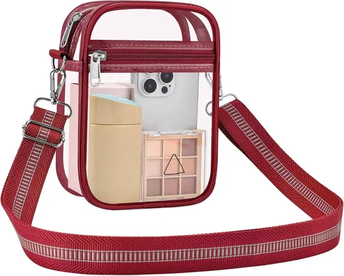 Vista 11 de Bolsa transparente para eventos de estadio, bolso cruzado transparente para hombres y mujeres, bolsa de mensajero para conciertos, festivales
