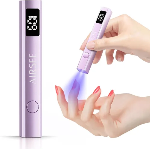 Vista 8 de AIRSEE Mini lámpara de uñas inalámbrica con pantalla y soporte para uñas de Verde menta con soporte