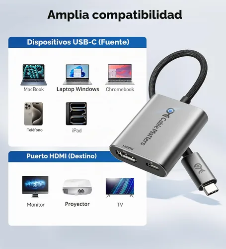 Vista 7 de Cable Matters Adaptador USB C a HDMI 2.1 de 48 Gbps con carga de 140 W