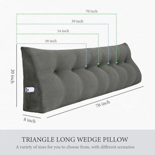 Vista 4 de Almohada de cuña gruesa de 10 libras para cabecero, posicionador de cuerpo, almohada de lectura triangular, almohada para sentarse en la cama