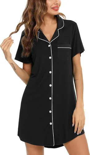 Vista 2 de Leikar Camisón de maternidad para mujer, pijama de lactancia de manga larga