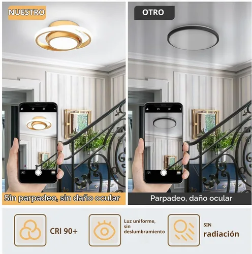 Vista 3 de CANEOE Lámpara de Techo LED Pequeña y Moderna, Dorada Redonda, Accesorios de Luz de Pasillo para Techos, Lámparas de Techo Interiores para Pasillo