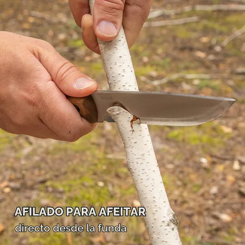 Vista 4 de BPSKNIVES HK5 CSH - Cuchillo para zurdos - Cuchillo de camping de espiga completa con funda de cuero - Cuchillos tácticos de supervivencia