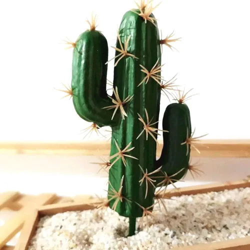 Vista 3 de FagusHome Decoración de cactus artificiales, plantas de cactus falsas, suculentas, cactus artificiales, 4 piezas sin macetas, decoración
