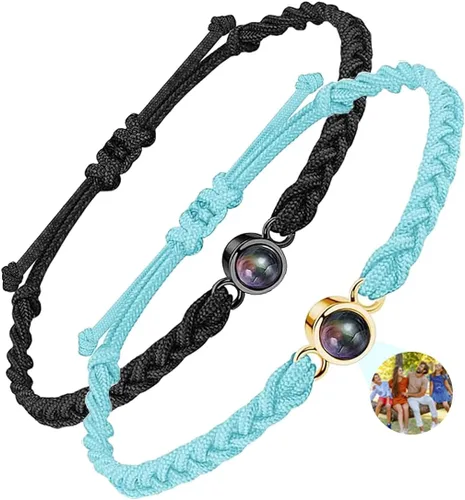 Vista 7 de Pulseras personalizadas con imagen en el interior, paquete de 2 para mujeres y hombres, pulsera de foto circular con imagen personalizada, pulseras