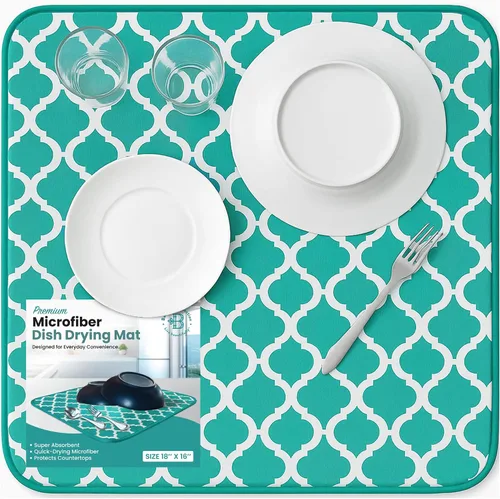 Vista 9 de Tapete de secado de platos, tapete de microfibra para encimera de cocina, súper absorbente y de secado rápido para platos, utensilios, ollas