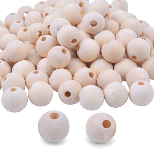 Vista 8 de BronaGrand 200pcs 0.236 in Color Natural Bola Redonda Madera Espaciador Perlas Joyas Hallazgos Encantos