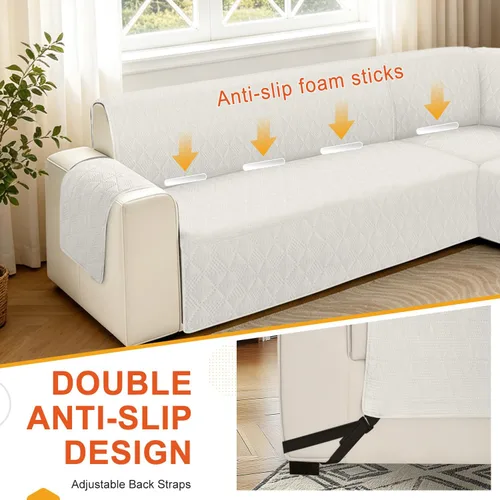 Vista 5 de ALIECOM Fundas para sofá seccional de esquina en forma de L Fundas para sofá reversibles lavables para sofá seccional Funda para sofá deslizable