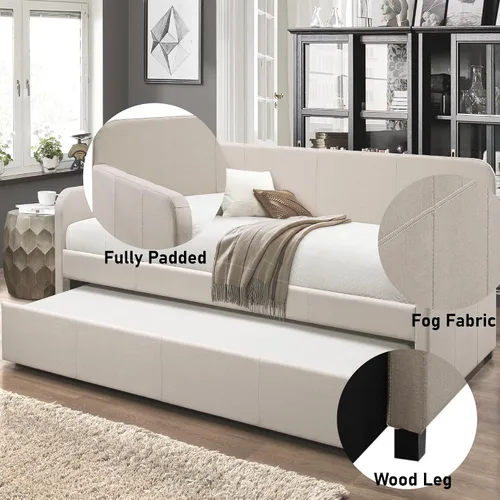 Vista 8 de Acme Sofá cama totalmente tapizado con sofá cama nido de tamaño individual, sala de estar, cama de invitados, dormitorio, no requiere somier