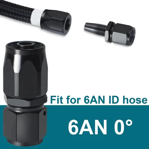 Vista 2 de 6AN Fitting, 2PCS 6 AN Straight Fittings for CPE Braided Hose(Black) 6AN Hose End Fittings compatible with CPE nylon braided hoses