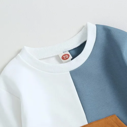 Vista 5 de Ehfomius Conjunto de 2 piezas de sudadera con cuello redondo y manga larga para bebé niño para otoño e invierno