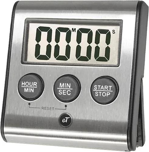 Vista 9 de Elegante temporizador digital de cocina – Modelo de acero inoxidable eT-23, parte trasera magnética súper fuerte, alarma fuerte, pantalla grande