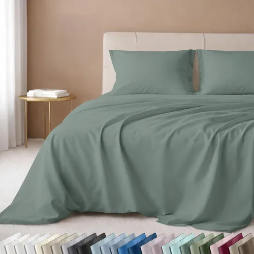 Vista 52 de California Design Den Juego de sábanas de lujo tamaño King - 100% algodón, 600 número de hilos, sábanas King de bolsillo profundo, ropa de cama