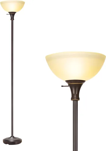 Vista 10 de HonoDing Lámpara de pie con pantalla de vidrio esmerilado en blanco mate - para decoración de habitación - Decoración para dormitorio - Lámpara