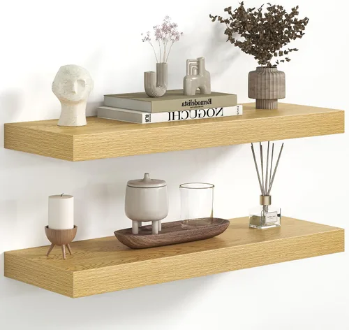 Vista 17 de Fun Memories Estantes flotantes – Estante de pared de 9.3 pulgadas de profundidad para decoración y almacenamiento – Estantería de exhibición
