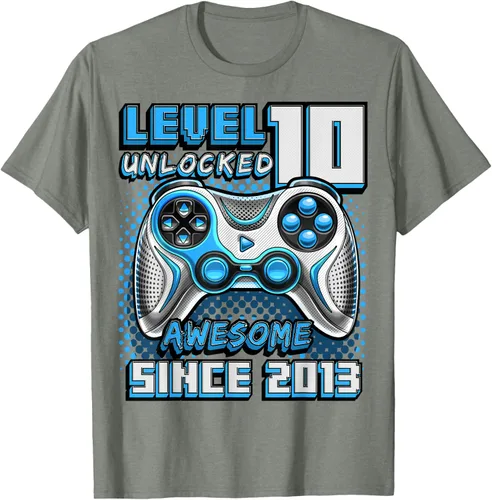 Vista 29 de Level 10 Unlocked Awesome 2013 Video Game 10th Birthday Boy T-Shirt, Negro