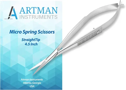 Vista 10 de Micro Tijeras curvadas de 4.5 pulgadas – Tijeras de precisión de acción de resorte para bordado, costura, manualidades, corte de cejas y corte