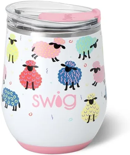 Vista 35 de Swig Life Vaso de vino de 12 onzas con tapa, acero inoxidable, apto para lavavajillas, portátil, triple aislamiento (todos los americanos)