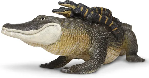 Vista 2 de Safari Ltd. Figura de cocodrilo con bebés, figura detallada de plástico de 12 pulgadas, divertido juguete educativo para niños, niñas y niños a