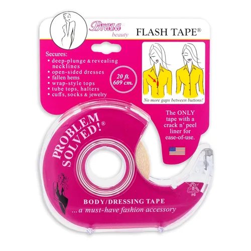 Vista 5 de Braza Flash Tape - Cinta adhesiva transparente de doble cara para ropa, tela y cuerpo - 60 pies