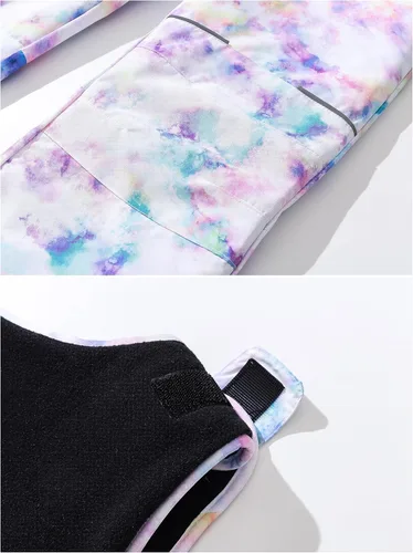 Vista 5 de Pursky Pantalones de nieve para niños, baberos de esquí de invierno para niña, con aislamiento, impermeables, pantalones de nieve de forro polar