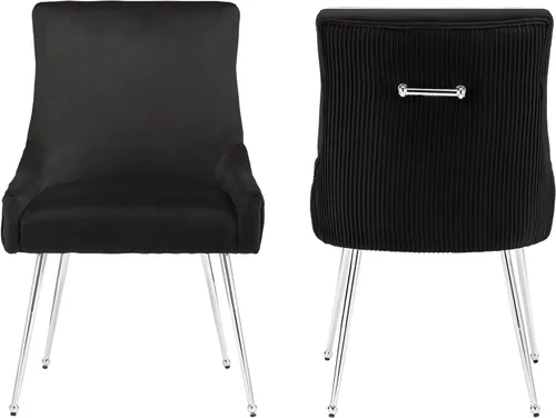 Vista 11 de adochr Juego de 2 sillas de comedor de terciopelo con patas de metal dorado 2-Azul oscuro