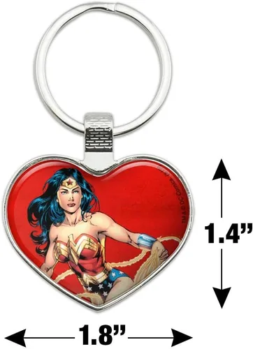 Vista 2 de GRAPHICS & MORE Llavero de personaje de la mujer maravilla corazón amor metal llavero, Multi