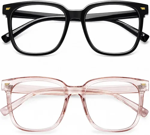 Vista 15 de PANNER Gafas cuadradas de gran tamaño con bloqueo de luz azul antideslumbrante para computadora Naranja claro
