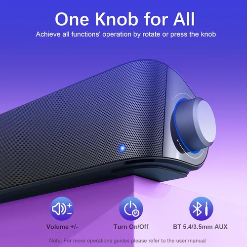 Vista 5 de Nylavee Altavoces de computadora con subwoofer, sistema de altavoces 2.1 para PC con Bluetooth 5.4 y entrada auxiliar de 3.5mm, potencia máxima