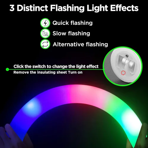 Vista 6 de Paquete de Fiesta a Granel de 32 Piezas de Varillas de Espuma Brillantes, Palos de Espuma LED Grandes Luminosos de 16" con 3 Efectos Intermitentes