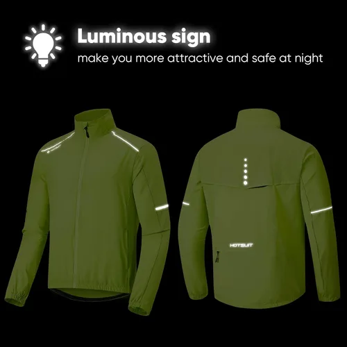 Vista 5 de HOTSUIT Chaqueta de lluvia de ciclismo para hombre, chaqueta transpirable para correr, impermeable, rompevientos