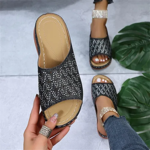 Vista 4 de Ladmiple - Sandalias ortopédicas de cuña para mujer, cómodas sandalias ortopédicas para caminar con soporte de arco 2024