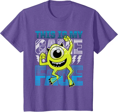 Vista 57 de Disney Pixar Monsters Inc. Mike Wazowski Game Face Camiseta Negro