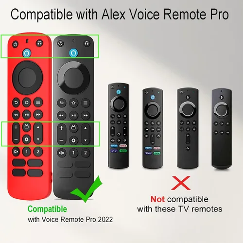 Vista 2 de LEFXMOPHY Funda azul compatible con Alexa Voice Remote Pro 2022, funda protectora de silicona que brilla en la oscuridad con correa