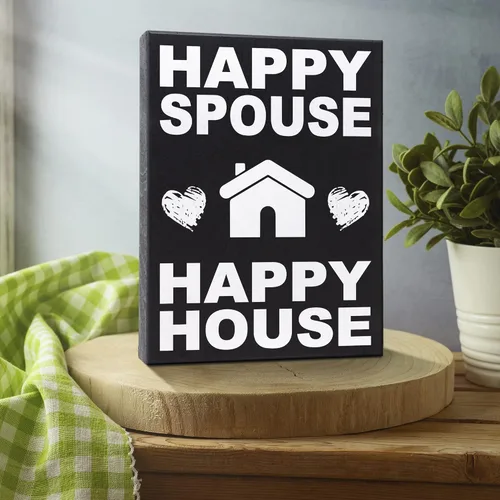 Vista 4 de JennyGems Cartel de Happy Spouse Happy House, regalos divertidos de boda, regalos para parejas, letreros de matrimonio, decoración para parejas