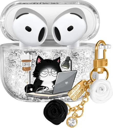 Vista 27 de Funda para Apple para Airpods 4 Case 2024 - Arena Movediza Líquida Arte Artístico Estético Funda Mujer Chica Mujeres Brillante Brillo Purpurina