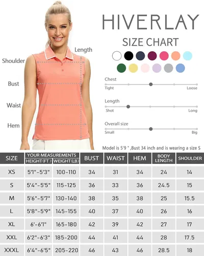 Vista 7 de Camisetas tipo polo para mujer, sin mangas, para golf, tenis, UPF 50+, ligeras