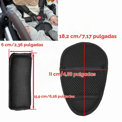 Vista 2 de Cinturón de seguridad universal de 5 puntos para silla alta, almohadillas ajustables para cinturón de seguridad, almohadillas de hombro con correa