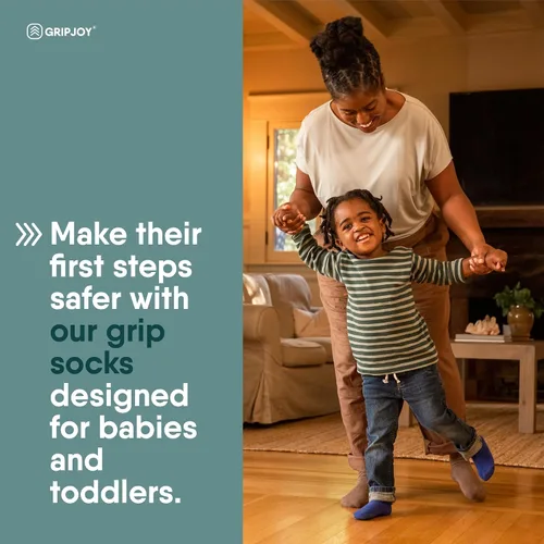 Vista 5 de Gripjoy Calcetines para niños pequeños con agarres, calcetines antideslizantes para niños, 4 pares