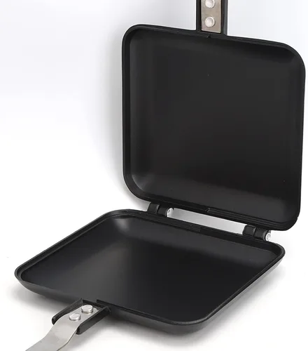 Vista 7 de Oumefar Sartén cuadrada de 6.3 x 5.5 in de doble cara, sartén antiadherente para panqueques, sartén para hornear multifunción, para tostadora