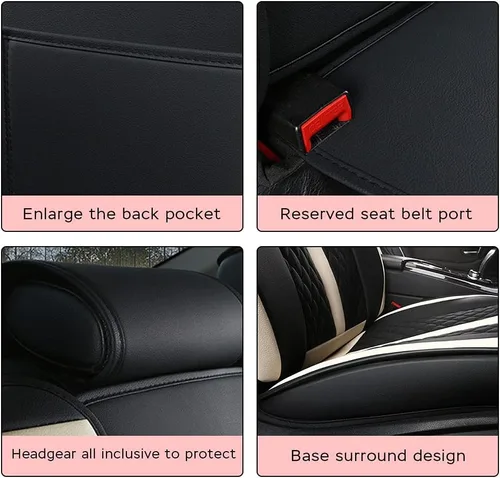 Vista 6 de Juego completo de fundas de asiento de automóvil para S1, protector de cuero impermeable, antideslizante, funda de cojín para vehículo, color beige