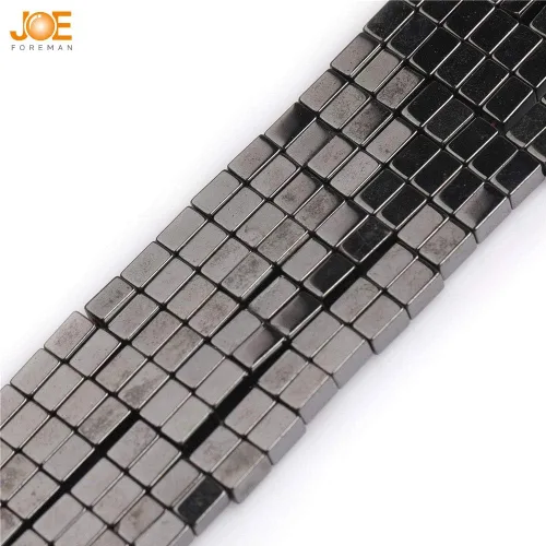 Vista 3 de JOE FOREMAN Cuentas sueltas de hematita negra natural de 0.118 x 0.197 in (0.118 x 0.197 in) para hacer joyas, suministros de manualidades hechos a