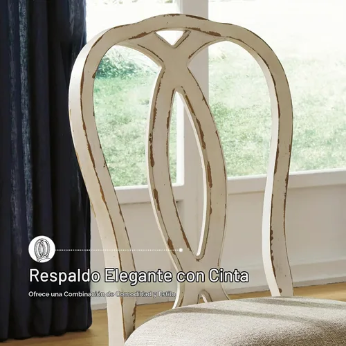 Vista 6 de Signature Design by Ashley Realyn - Juego de 2 sillas de comedor, estilo país francés