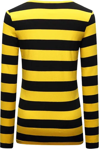 Vista 4 de OThread & Co. Camiseta de manga larga a rayas con cuello redondo para mujer