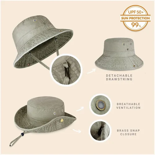 Vista 20 de CHOK.LIDS Sombrero clásico de algodón de ala ancha con cuerda ajustable unisex sombrero de sol ligero para viajes al aire libre