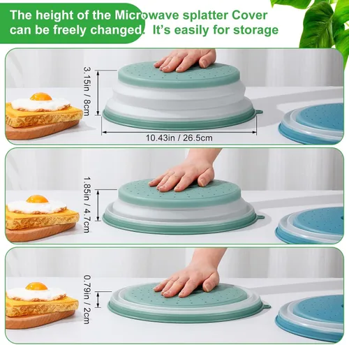 Vista 2 de Hoolerry Paquete de 4 cubiertas de silicona para salpicaduras de microondas para alimentos, juego de utensilios de cocina, cubierta para microondas