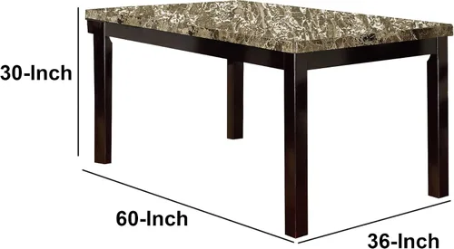 Vista 3 de Benzara Slick Finish - Mesa de comedor de madera de pino y mármol sintético, color marrón