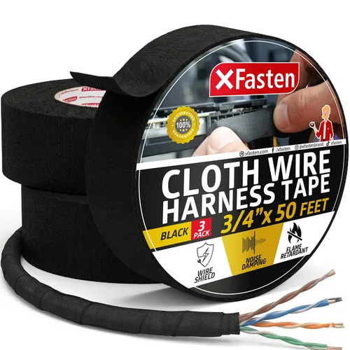 Vista 10 de XFasten Cinta de arnés de cables, 1.3 pulgadas x 50 pies, arnés de cableado de alta temperatura, cinta eléctrica de tela de fieltro autoadhesiva
