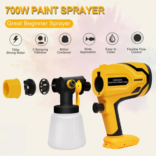 Vista 2 de Pulverizador de pintura inalámbrico para batería DEWALT de 20 V máximo, pulverizadores de pintura para interior del hogar, HVLP, eléctrico, sin